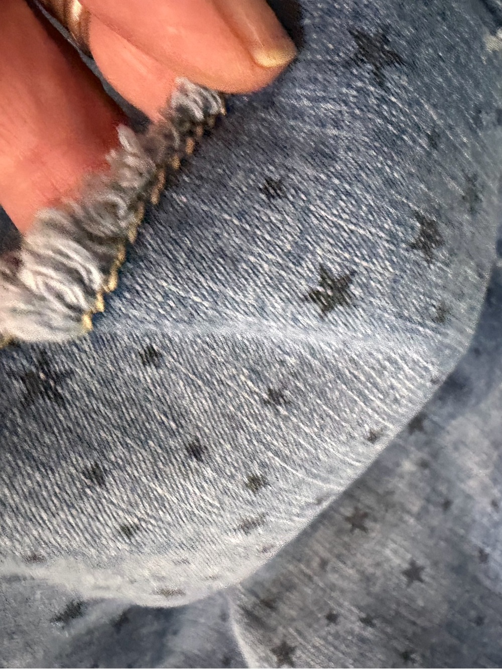 Faded Glory Blue Denim Star-Print Frayed Hem Shorts - Picture 5 of 5